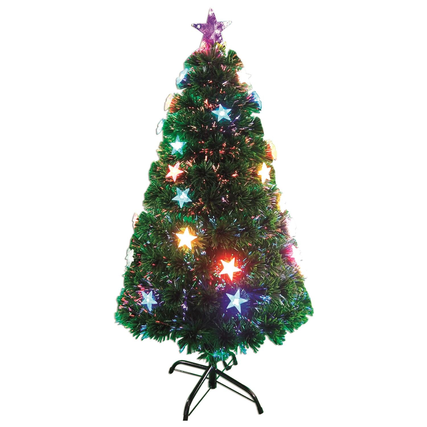 MAURY'S ALBERO STARS CON 20 LED E FIBRE OTTICHE MULTICOLORE 120 CM
