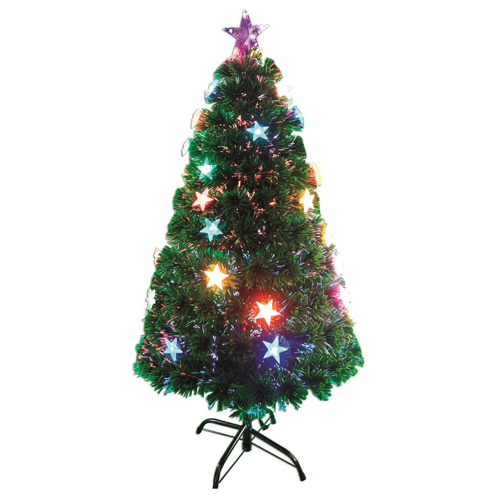 MAURY'S ALBERO STARS CON 20 LED E FIBRE OTTICHE MULTICOLORE 120 CM