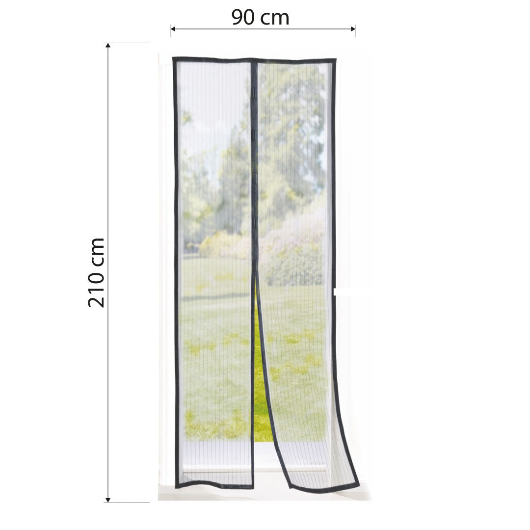 ZANZARIERA MAGNETICA CON 9 MAGNETI 210 X 90 CM NERA PER PORTA COLOR NERO