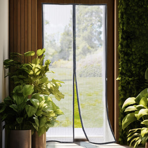 ZANZARIERA MAGNETICA CON 9 MAGNETI 210 X 90 CM NERA PER PORTA COLOR NERO