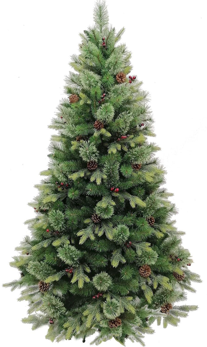 ALBERO DI NATALE ASPEN  CON BACCHE E PIGNE  CM.210 - RAMI 2513 VERDE