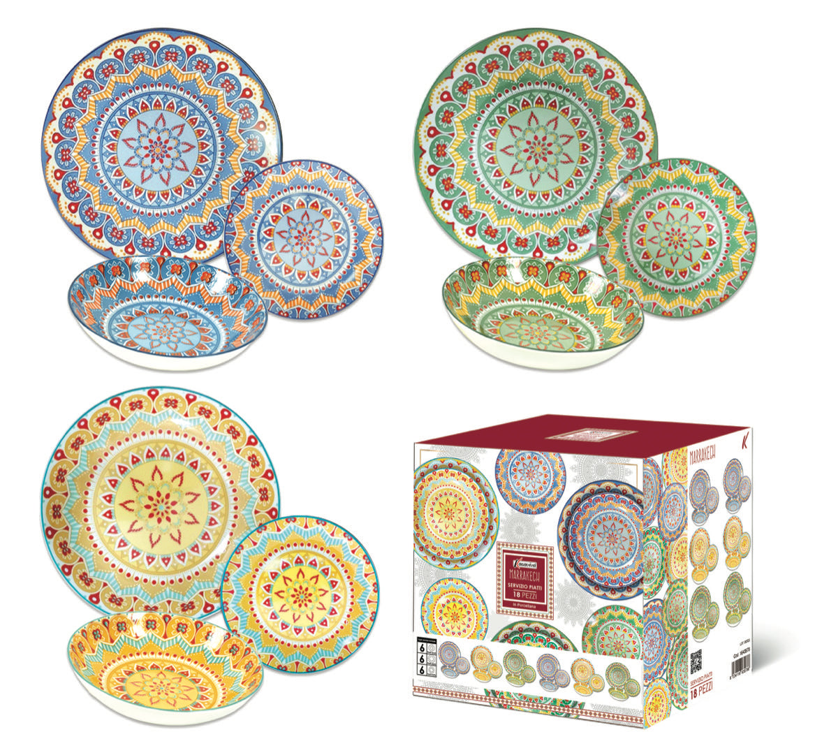 MAURY'S MARRAKECH SERVIZIO DI PIATTI DA 18 PEZZI MULTICOLORE