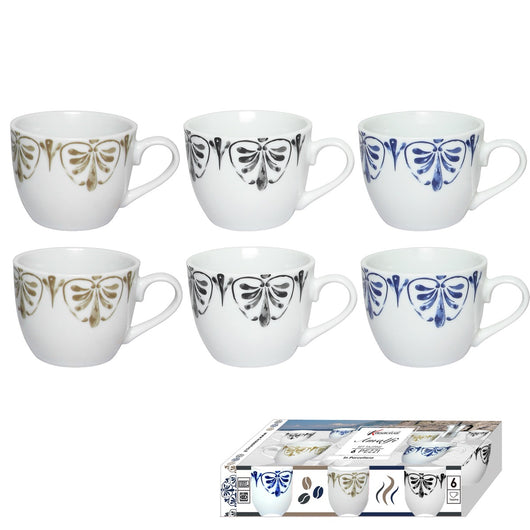AMALFI SET DI 6 TAZZINE IN PORCELLANA CON DESIGN IN COLORE ASSORTITO