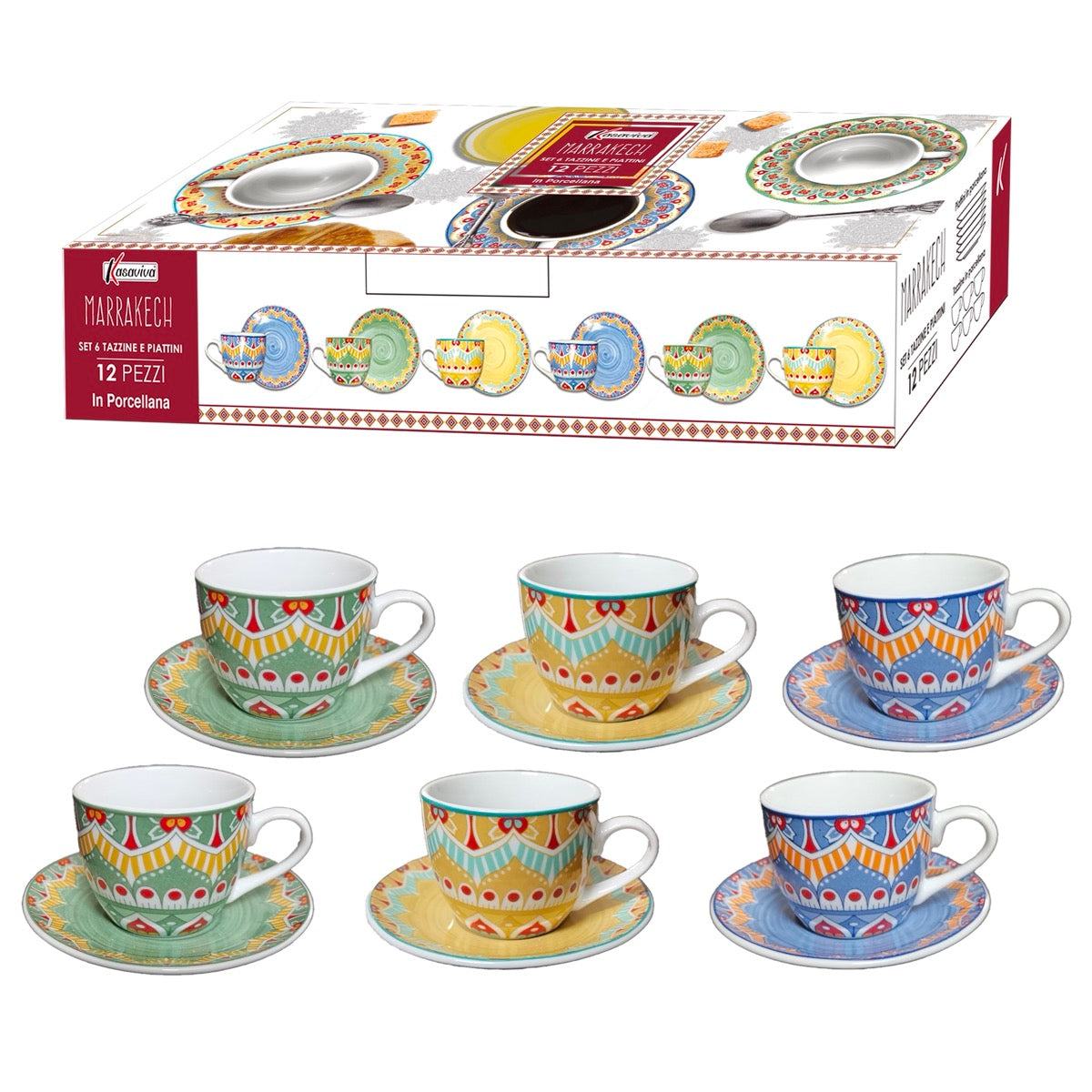 MAURY'S MARRAKECH SET DI 6 TAZZINE CON PIATTINO MULTICOLORE