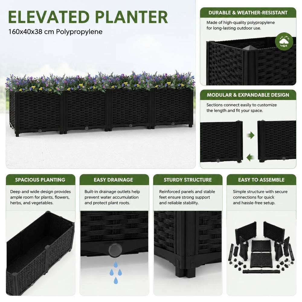 Raised Bed 160x40x38 Cm Polypropylene