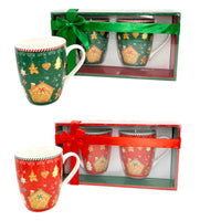 MA MAISON SET 2 TAZZE MUG 350 CC ROSSE E VERDI STILE NATALIZIO COOKIES IDEA REGALO