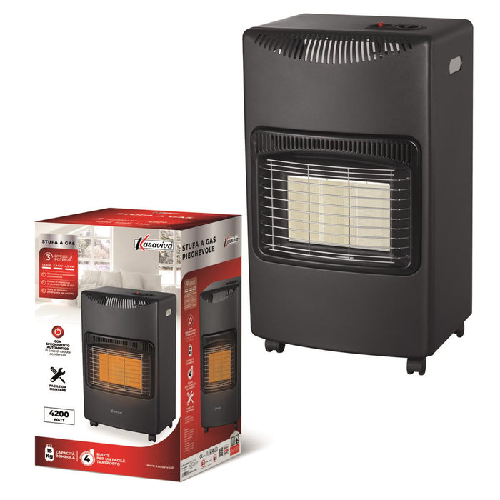 STUFA A GAS PIEGHEVOLE 4200 WATT 3 LIVELLI DI POTENZA COLORE NERO