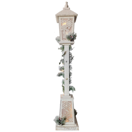 MA MAISON LAMPIONE BIANCO NATALIZIO INNEVATO CON 20 LED 120 H CM