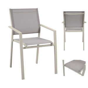 GARDEN SEDIA ALLUMINIO TEXLIENE CON SEDUTA COMODA COLOR TORTORA 55X55,5X88CM