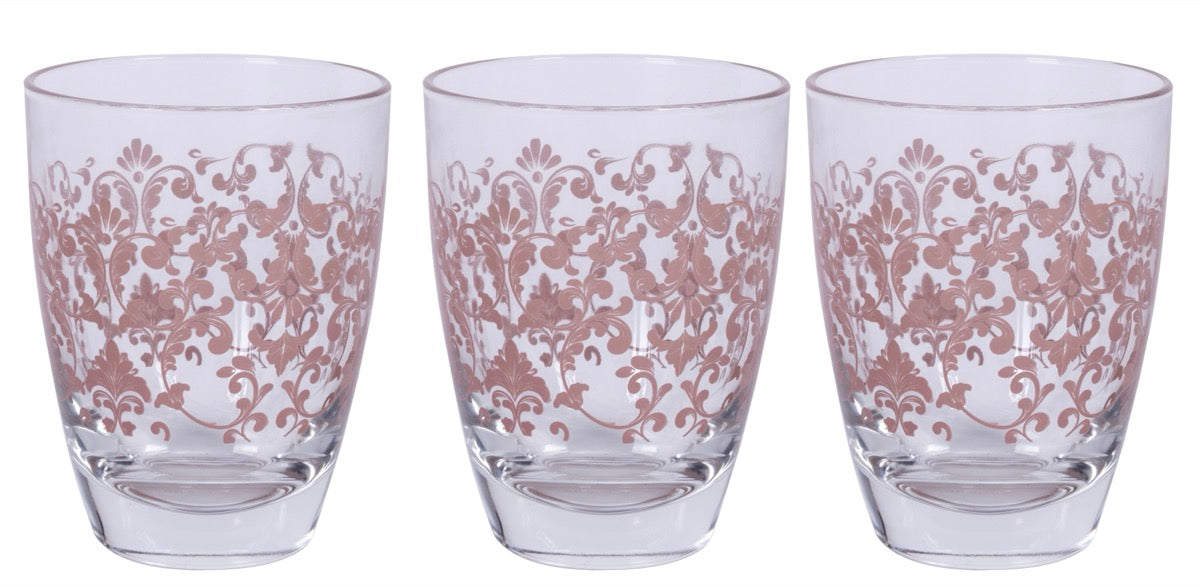 MAURY'S SISSI TRIS DI BICCHIERI PER ACQUA IN VETRO DESIGN ROSA