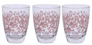 MAURY'S SISSI TRIS DI BICCHIERI PER ACQUA IN VETRO DESIGN ROSA