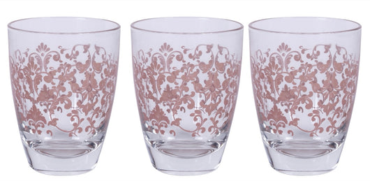 MAURY'S SISSI TRIS DI BICCHIERI PER ACQUA IN VETRO DESIGN ROSA