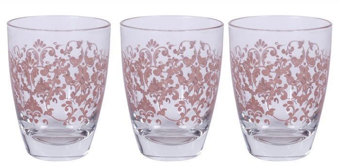 MAURY'S SISSI TRIS DI BICCHIERI PER ACQUA IN VETRO DESIGN ROSA
