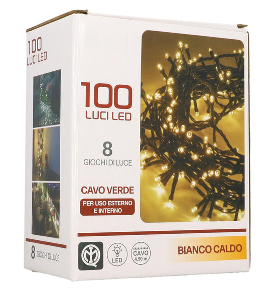 HIGH-TECH FILO A 100 LED LUCE BIANCA CALDA DA 8.50 METRI