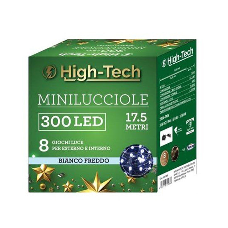 HIGH-TECH FILO DI LUCI A LED NATALIZIE CON 300 LED COLORE BIANCO FREDDO