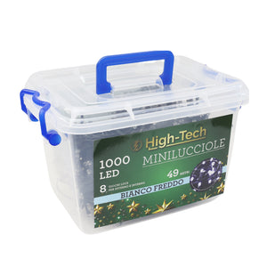 HIGH-TECH LUCI DI NATALE 1000 LED BIANCO FREDDO DA INTERNO E ESTERNO 49 METRI