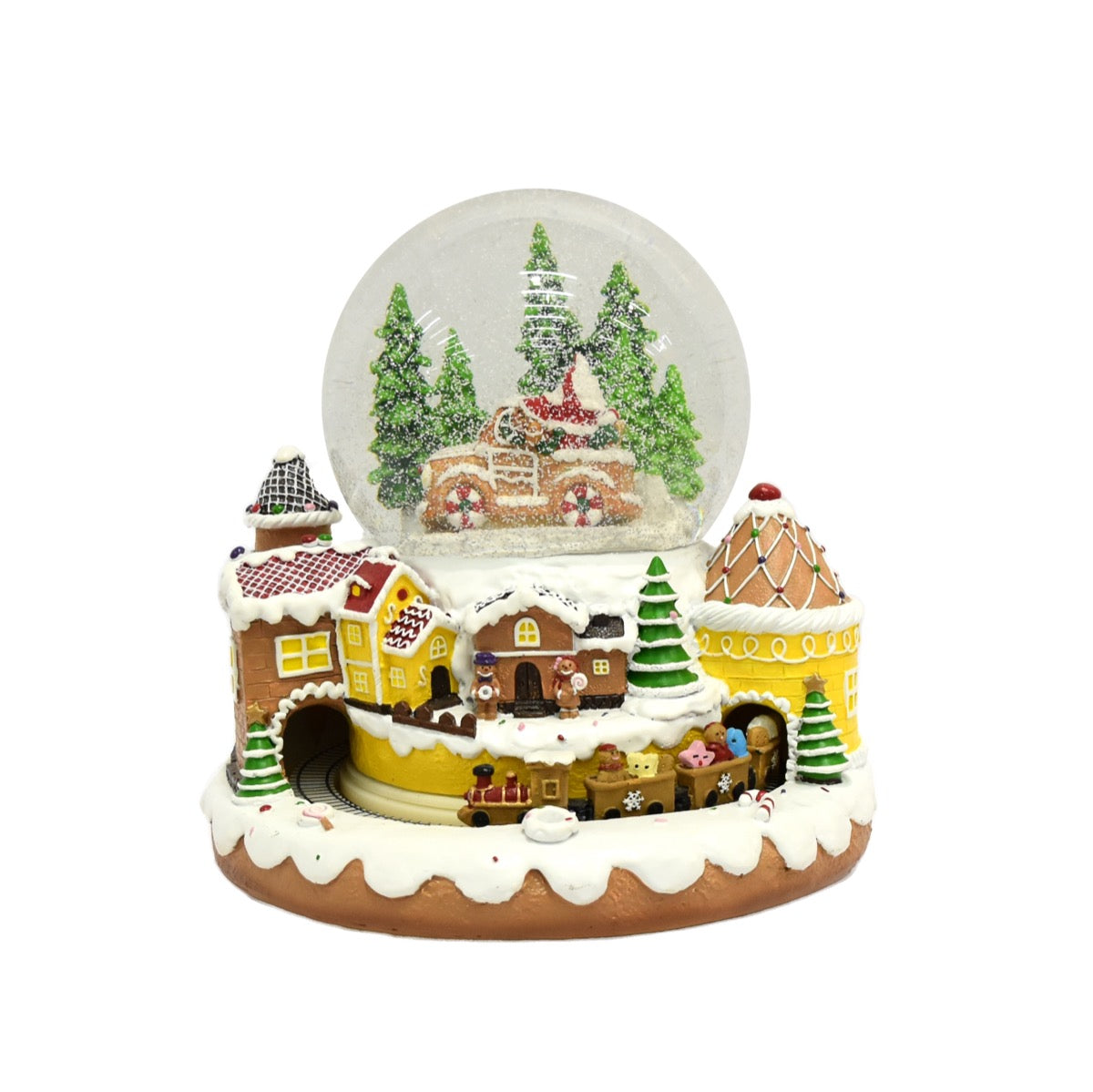 MA MAISON PALLA DI NEVE IN VETRO CON MUSICA E MOVIMENTO TRENO SFERA NATALIZIA 24X24X24 CM