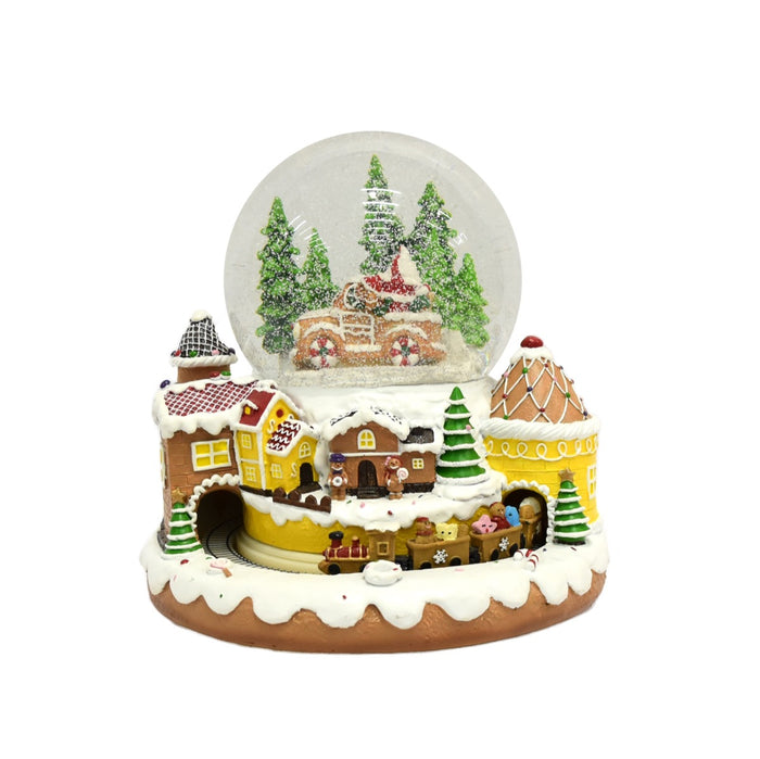 MA MAISON PALLA DI NEVE IN VETRO CON MUSICA E MOVIMENTO TRENO SFERA NATALIZIA 24X24X24 CM