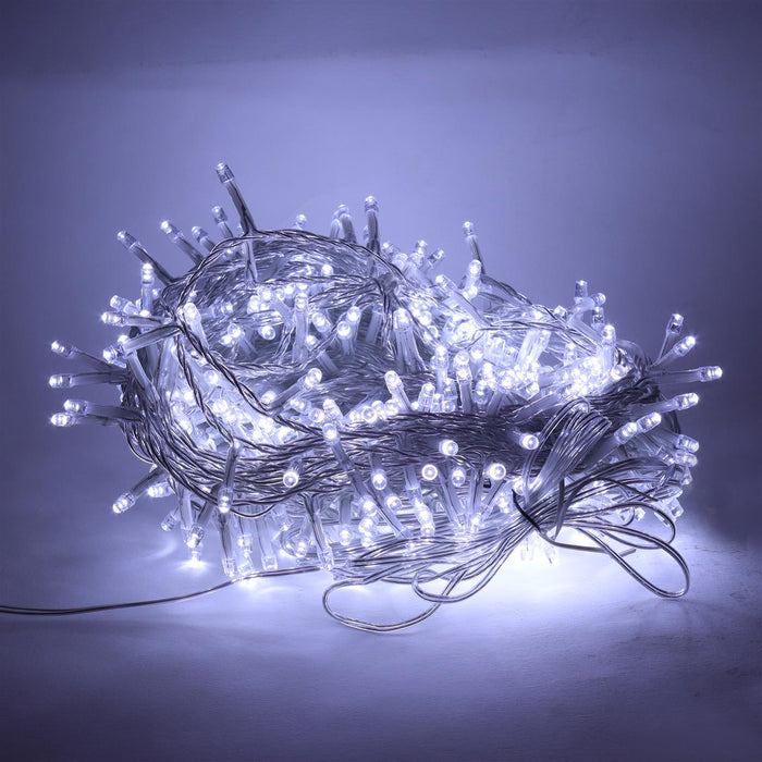 HIGH-TECH LUCI DI NATALE 500 LED BIANCO FREDDO DA INTERNO E ESTERNO 26,5 METRI