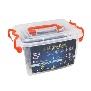 HIGH-TECH LUCI DI NATALE 500 LED BIANCO FREDDO DA INTERNO E ESTERNO 26,5 METRI