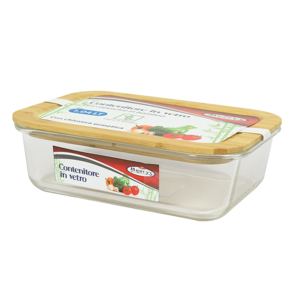 MAURY'S CONTENITORE VETRO CON COPERCHIO ERMETICO IN BAMBOO CAPIENZA 1.04 LITRI