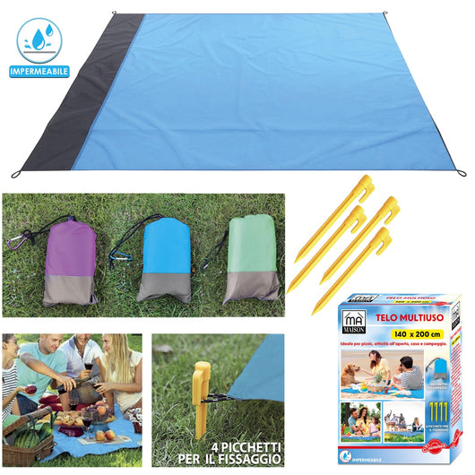 MAURY'S TELO MULTIUSO CON PICCHETTI TASCABILE PER PICNIC IN COLORE ASSORTITO