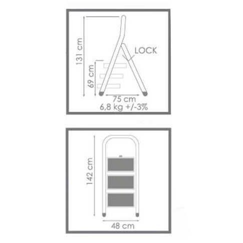 MAURY'S SGABELLO SCALA PIEGHEVOLE A 3 GRADINI