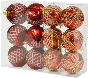 MAURY'S BOX CON 12 SFERE DI NATALE PER ALBERO DA 6 CM COLORE ROSSO