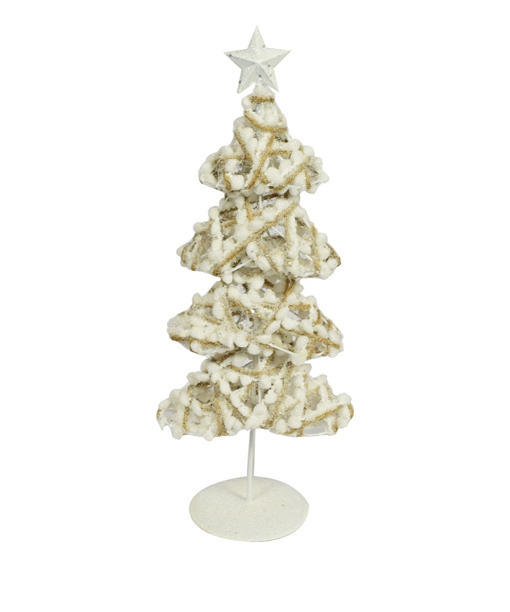 SNOWBALL ALBERO DI NATALE DECORATIVO ORO E BIANCO DA 40 CM
