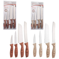 MAURY'S SET 4 COLTELLI FOREST IN ACCIAIO INOX CON MANICO ASSORTITO EFFETTO LEGNO