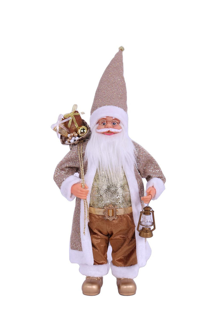 MAURY'S PUPAZZO DI BABBO NATALE CON VESTITO ORO DA 65 CM