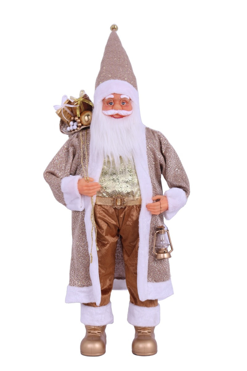 MAURY'S PUPAZZO DI BABBO NATALE CON VESTITO ORO DA 100 CM