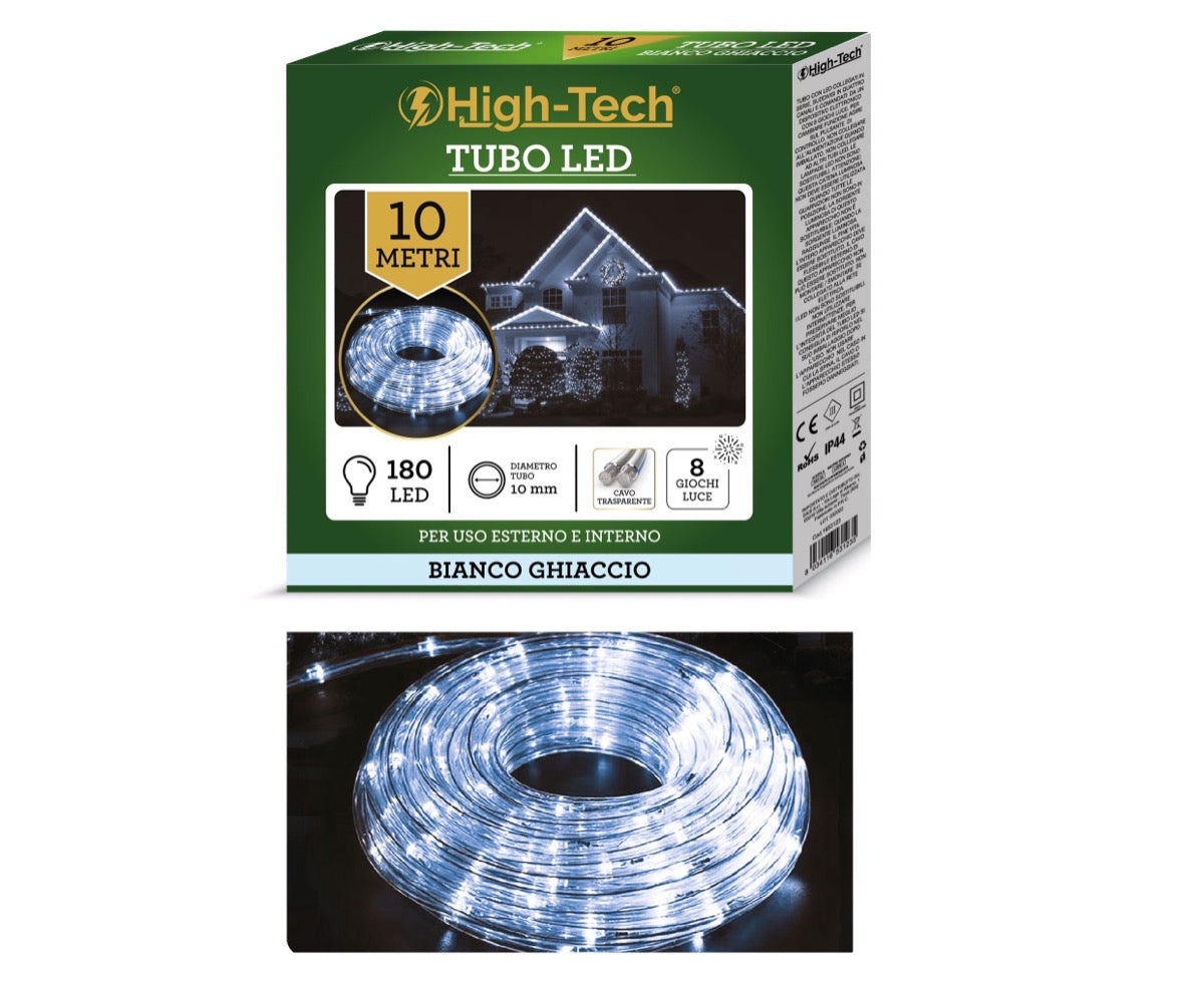HIGH-TECH TUBO A LED DA 10 METRI CON 180 LED IN COLORE BIANCO GHIACCIO
