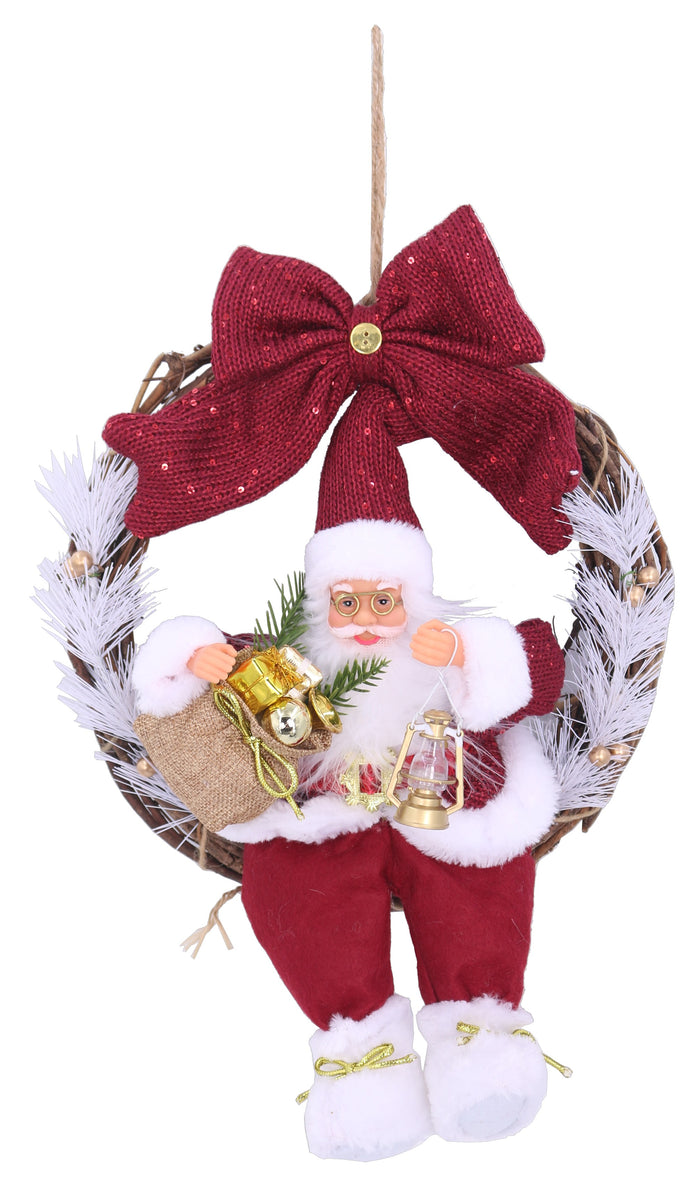 MAURY'S APPENDINO FUORIPORTA CON BABBO NATALE E FIOCCO ROSSO CM 45