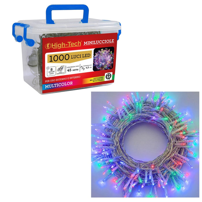 HIGH-TECH BOX LUCI A FILO MINILUCCIOLE CON 1000 LED MULTICOLOR