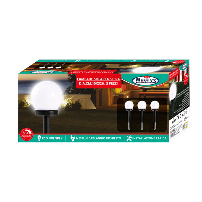 MAURY'S SET 2 LAMPADE SOLARI A SFERA 10 X H32 CM