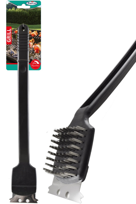 MAURY'S SPAZZOLA PER GRILL CM.45 DI ALTA QUALITA' DOPPIA FUNZIONE CON MANICO