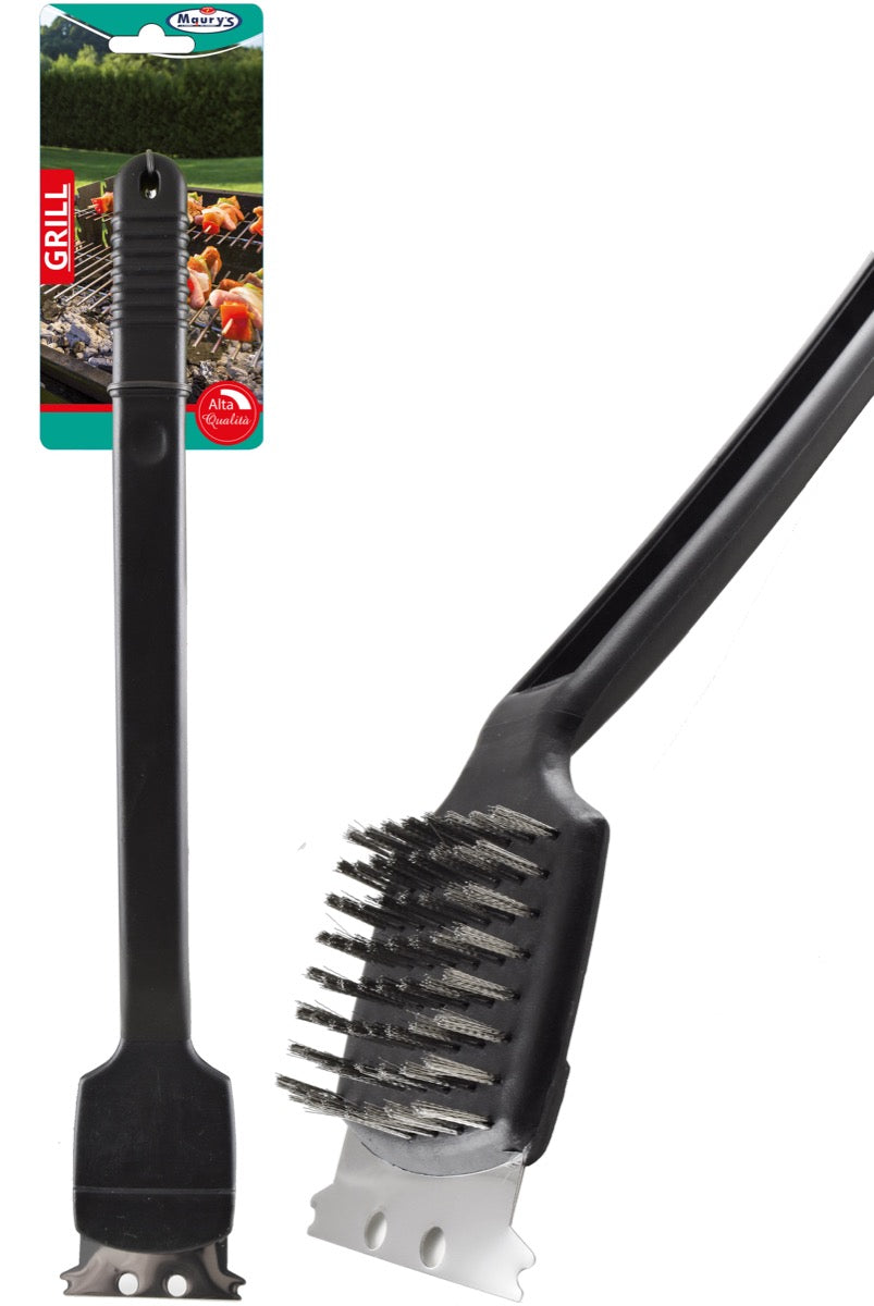 MAURY'S SPAZZOLA PER GRILL CM.45 DI ALTA QUALITA' DOPPIA FUNZIONE CON MANICO