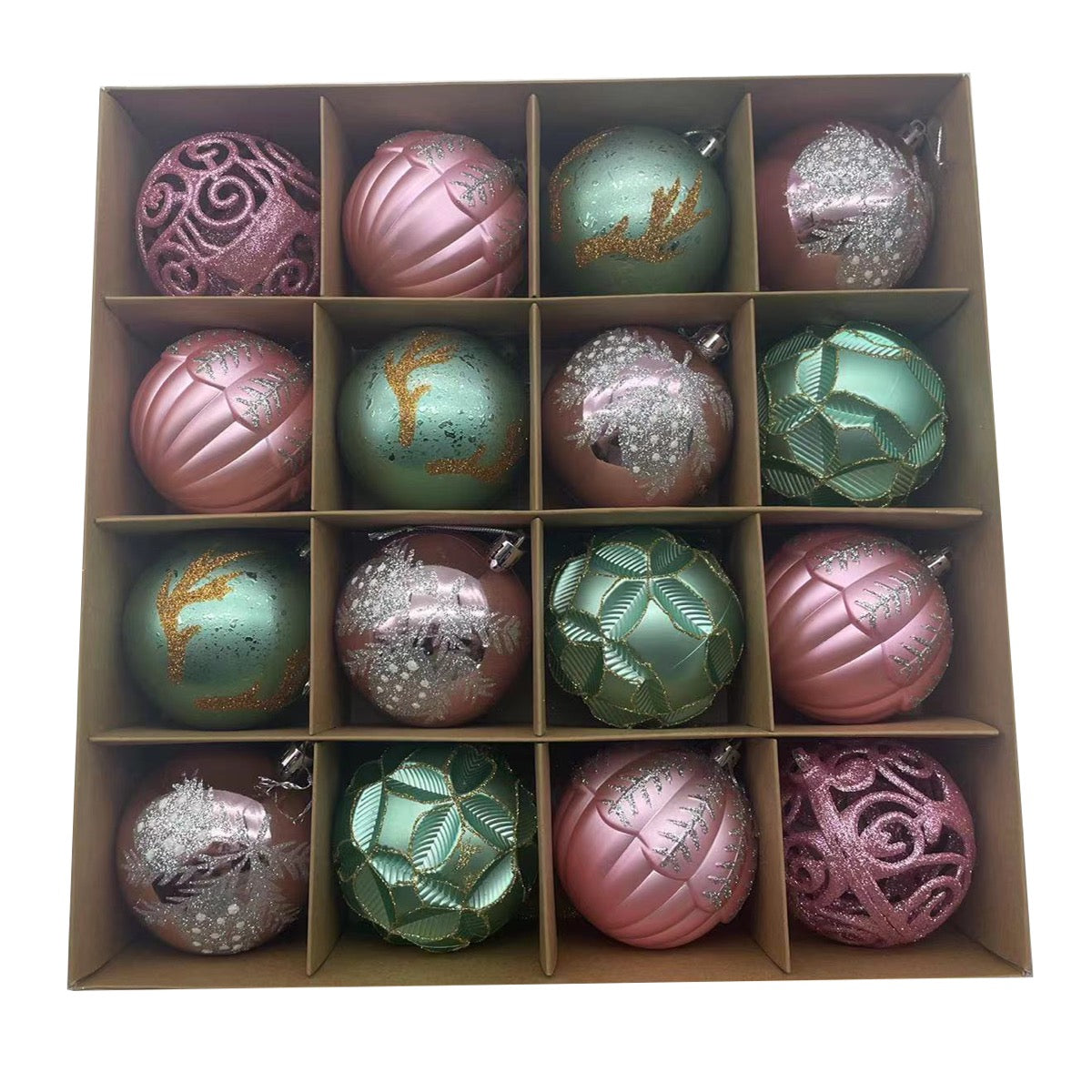 MAURY'S FANTASY BOX CONFEZIONE DA 16 SFERE DA 8 CM IN COLORE ROSA E TIFFANY