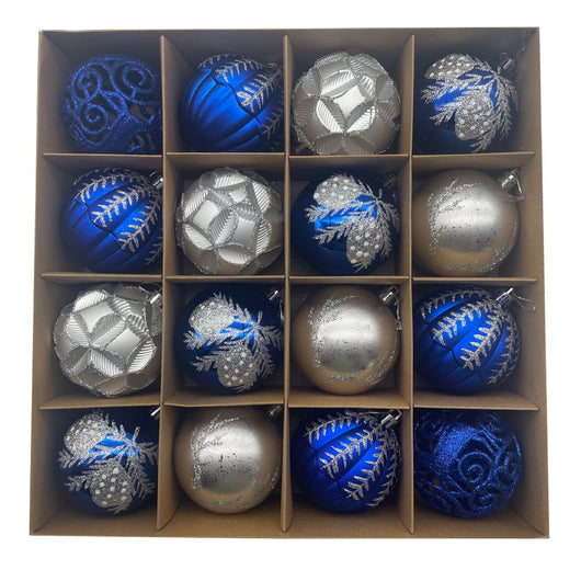 MAURY'S FANTASY BOX CONFEZIONE DA 16 SFERE DA 8 CM IN COLORE SILVER E BLU