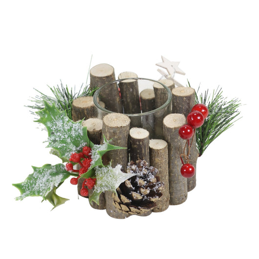 MAURY'S WOOD PORTA CANDELA CON VASETTO DA 5 CM