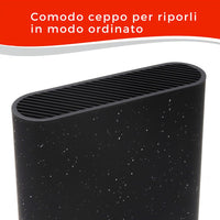 MAURY'S CEPPO CON 6 COLTELLI SMART DA CUCINA IN COLORE NERO