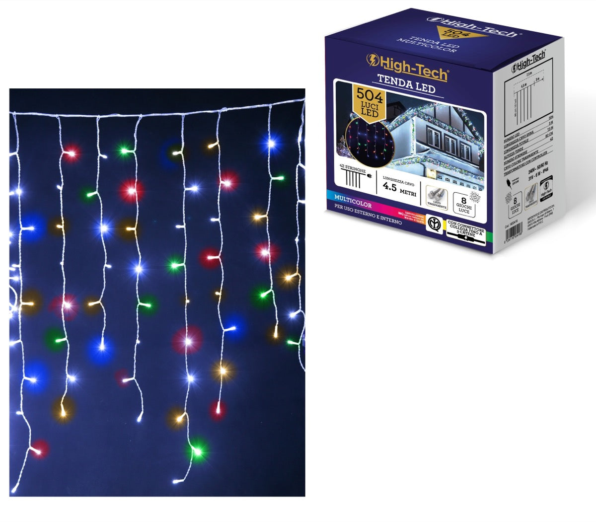 HIGH-TECH TENDA 504 LED MULTICOLOR 8 GIOCHI DI LUCE