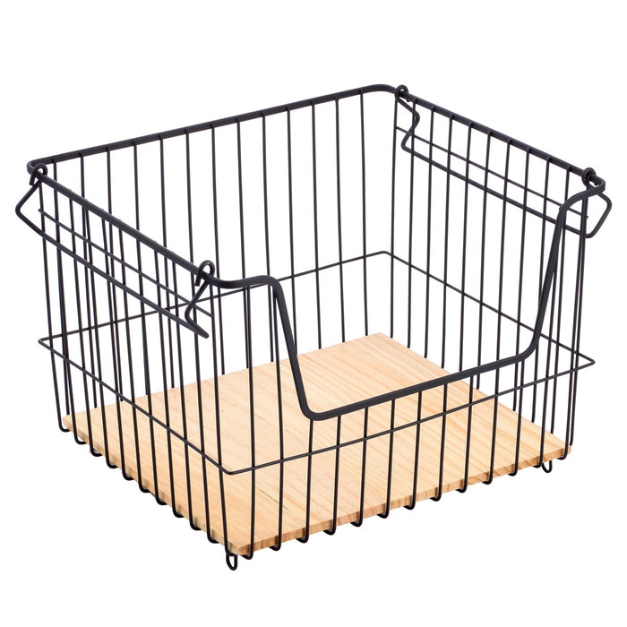 MAURY'S WOODY CESTINO ALTO CON MANIGLIE IN FERRO E LEGNO 32X27XH23 CM