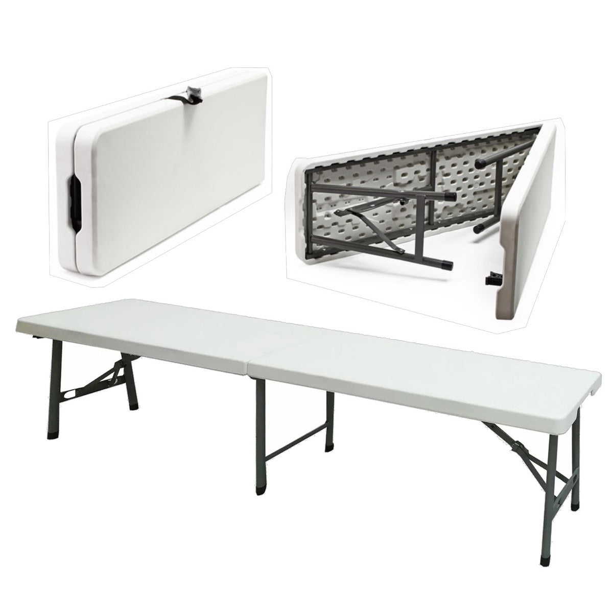 MAURY'S PANCA PIEGHEVOLE PER CAMPING 180X28X44 CM IN COLORE BIANCO