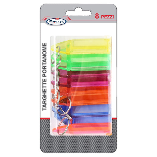 MAURY'S SET 8 TARGHETTE PORTANOME IN PLASTICA IN COLORE ASSORTITO