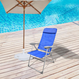 SEDIA RELAX ALTA 8 POSIZIONI IN ALLUMINIO H111X107X57CM CON BRACCIOLI E SEDUTA IN TESSUTO BLU