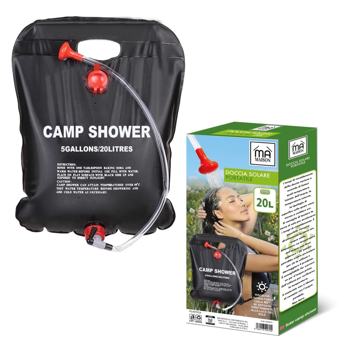 MAURY'S DOCCIA SOLARE PORTATILE PER CAMPING CAPIENZA DA 20 LT