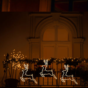 HIGH - TECH  RENNA LUMINOSA NATALIZIA DA ESTERNO CON 43 LED CM.42,5X41,5 A BATTERIA COLORE CALDO