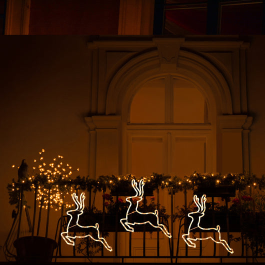 HIGH - TECH  RENNA LUMINOSA NATALIZIA DA ESTERNO CON 43 LED CM.42,5X41,5 A BATTERIA COLORE CALDO